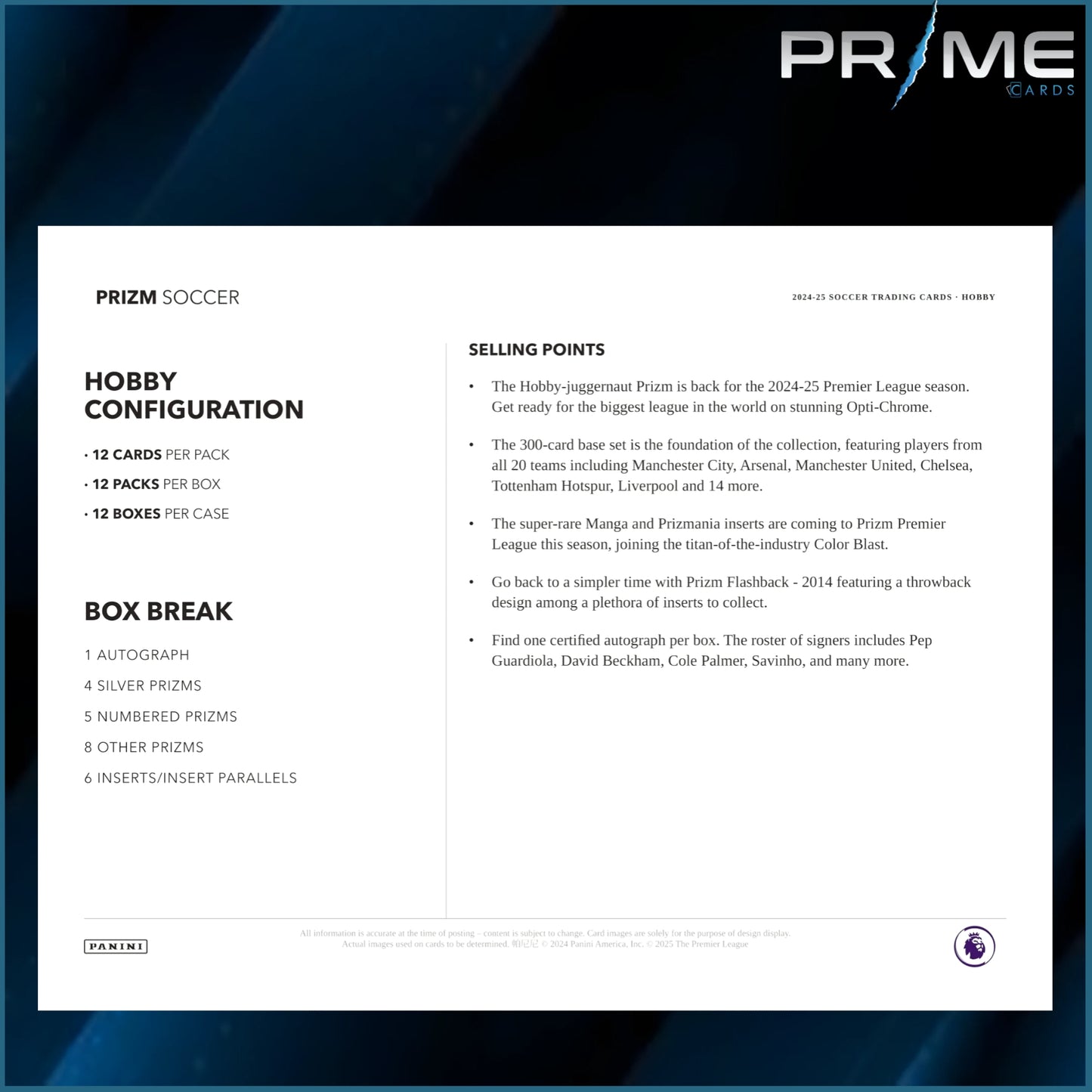 2024/25 Panini EPL Prizm Soccer Hobby Box